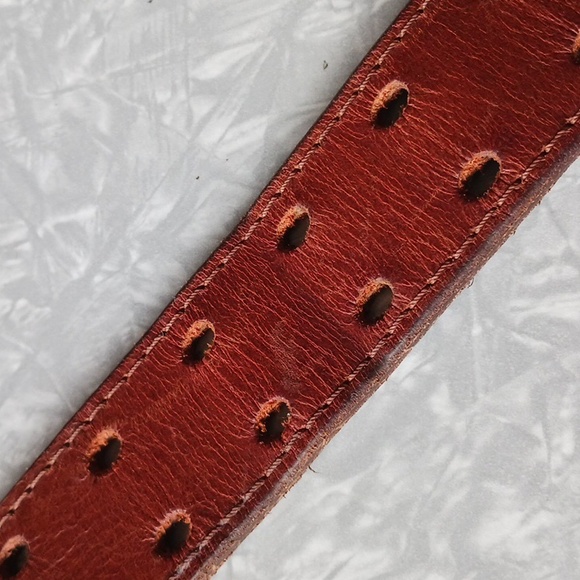 Leather belt~ brown w/ double holes - Picture 6 of 9